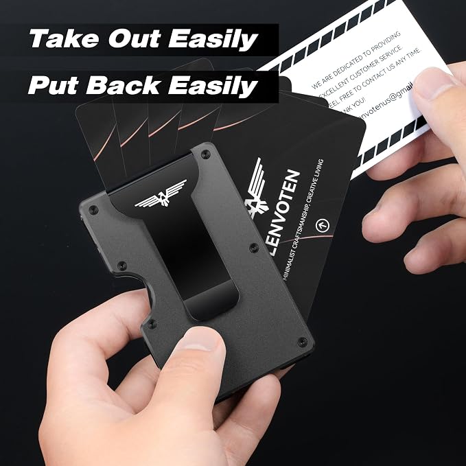 Lenvoten Upgraded Hinged Minimalist Wallet for Men, RFID Blocking Wallet | Slim Metal Aluminum, Credit Card Holder, Money Clip Holds 20 Cards, Premium Scratch-Resistant Finish, Ideal Gift for Men - Image 2