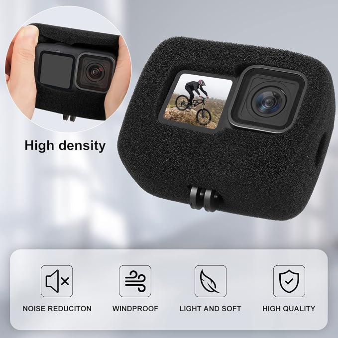 2Pack Windslayer Cover Compatible with Gopro Hero 10 Hero 9 Hero 11 Windscreen Wind Muff Foam Housing Frame Case for Noise Reduction,Sponge Video Muffler Windproof Case Accessories for Audio Recording - Image 5