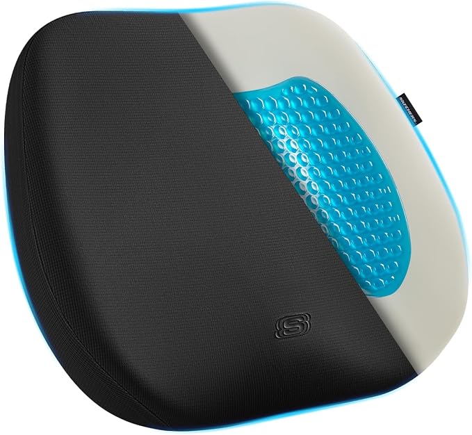 Skechers Seat Cushion Premium Gel & Memory Foam-Office Chair Cushion for Tailbone Pain Relief,Butt Pillow for Office Chair,Car seat Cushion,Long Sitting Office Workers,and Car Drivers,Black by Unknown