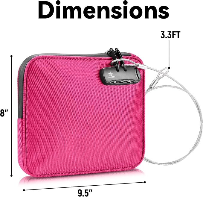 KOSMCCO Beach Locking Bag, Portable Safe, 9x7.5 Inch, Rose Red | Anti-Theft Design, Security Cable Included, Holds Phone Wallet and Keys, Ideal for Beach Pool Cruise and Travel - Image 6
