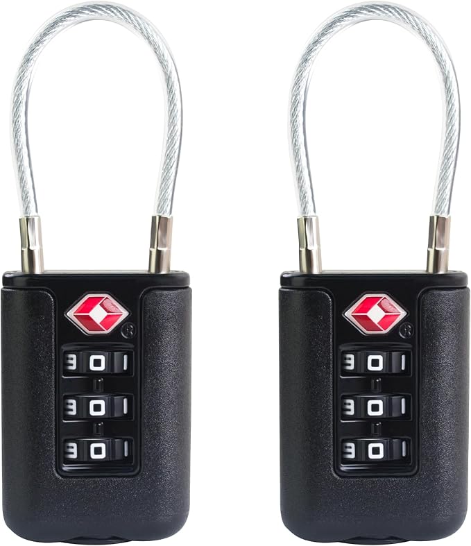 TSA Locks for Luggage, Small Padlock Combination, Luggage Locks TSA Approved, Combo Padlock with Code, for Suitcase, Gym Locker, Gun Case, Travel Backpack, Bag Zipper, Box (Black+Black) by SpecializeinCombinationLock