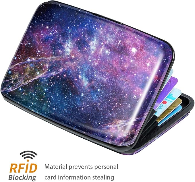 Coco Rossi Credit Card Holder RFID Aluminum Small Mini Wallet Women | Metal Wallet, Business Cards Holder, ID Case, Slim Sleeves, Womens Girls Gift, Carry Proof Wallets for Travel, Nebula - Image 3