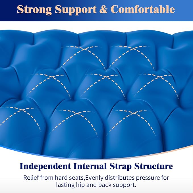 HiiPeak Inflatable Seat Cushion, Lightweight Compact Stadium Seat Pad Camping Air Seat Cushion By Hand Inflation for Bleachers Backpacking Hiking Airplane Office Car Sports Events Concert - Image 3