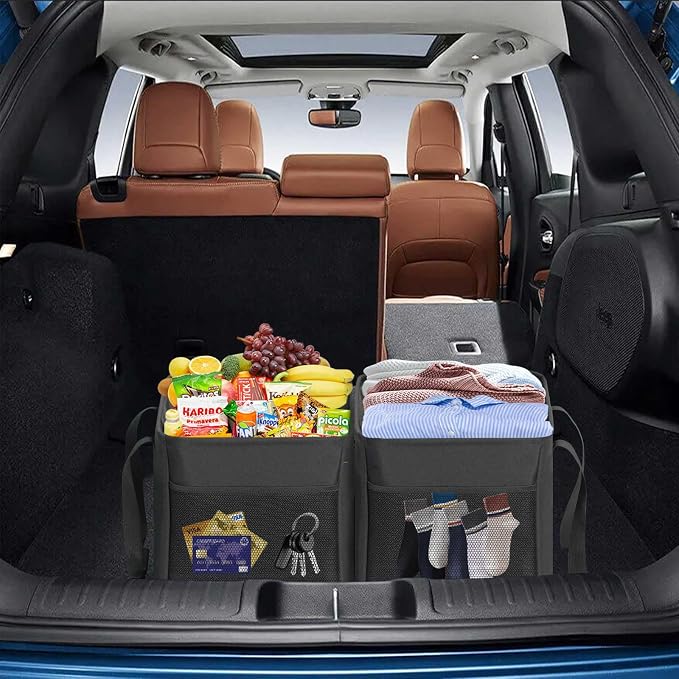 LHZK 2 Pack Utility Tote Bag with Metal Wire Frame and the Sides Rinforced, Large Tote Bag with Handle, Reusable Grocery Bags Foldable, Beach Bag, Car Tote (Black, 18.5''x11.8''x11.5'') - Image 7