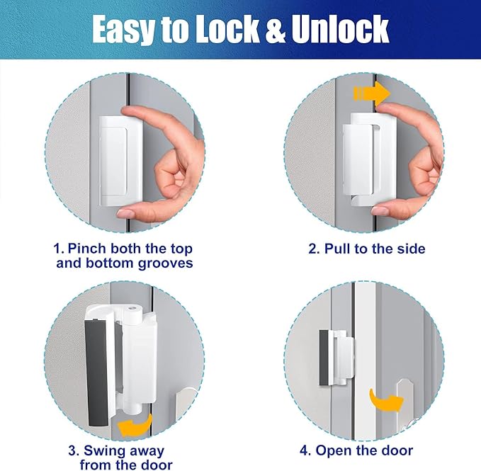 1 Pack Door Reinforcement Lock, Home Security Door Lock, Child Proof, White | Door Safety Lock for Front Door, Toddler Proof Door Latch for Entry Door Security, Includes 8 Screws - Image 4