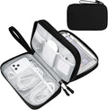 FYY Electronic Organizer, Travel Tech Pouch Bag, Large, Black | Wrist Strap, Waterproof, Double Layers Portable Electronics Travel Carrying Case for Cord, Charger, Daily Business Trips Use by FYY