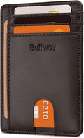Buffway Slim Minimalist Front Pocket RFID Blocking Leather Wallets for Men and Women - Sand Chocolate by Buffway