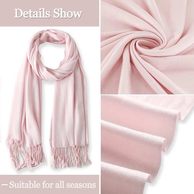 Soft Silky Pashmina Shawl Wraps Solid Colors Scarf for Wedding Evening Dresses - Image 3