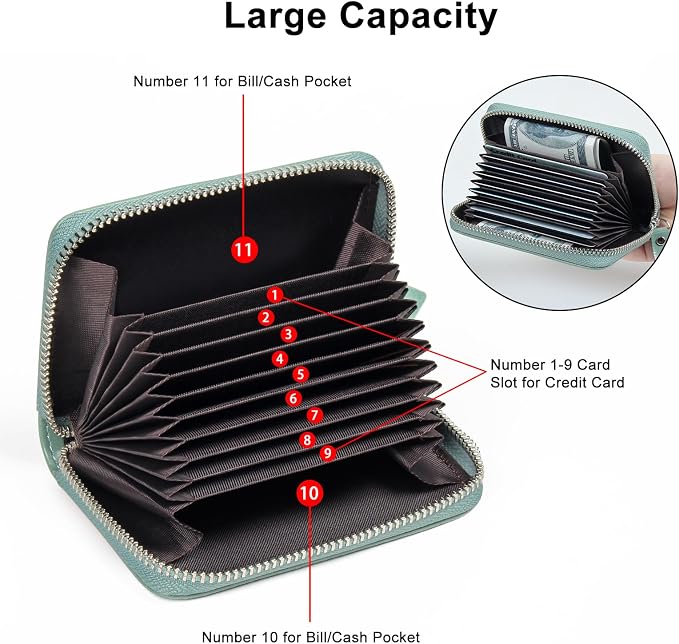 Credit Card Wallet, RFID Card Case Wallet, Zipper Card Cases Holder for Men Women, RFID Blocking, KeyChain Wallet, Compact Size Card Organizer Case for Women - Image 8
