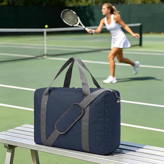 30L Foldable Underseat Travel Duffel Bag 17.3"x13.8"x7.9" – Lightweight Carry on Luggage for Women and Men, Waterproof Overnight Bag, Gym Sport Holdall, Hospital Tote with Trolley Sleeve, Navy Blue - Image 7