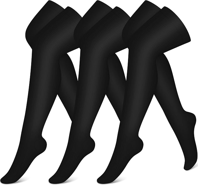 CHARMKING 3 Pairs Thigh High Compression Socks for Women and Men 15-20 mmHg Boost Circulation and All Day Comfort by CHARMKING