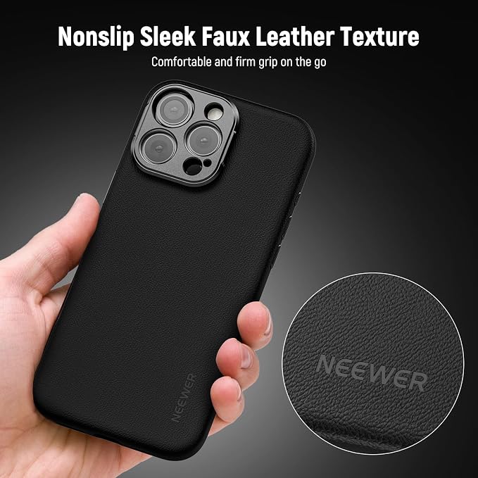 NEEWER Phone Case for 16 Pro Max, TPU/PC Protective Heavy Duty Case with 17mm Lens Mounts, 67mm Thread Filter Adapter, Nonslip Faux Leather, Compatible with iPhone 16 Pro Max MagSafe, PA084 Black - Image 7