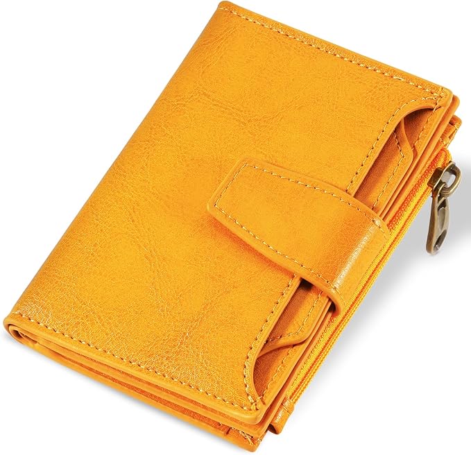Small Wallet Women RFID Blocking Soft Leather Bifold Compact Card Holder Wallet for Women with Zipper Coin Pocket 4 ID Window by Airkit