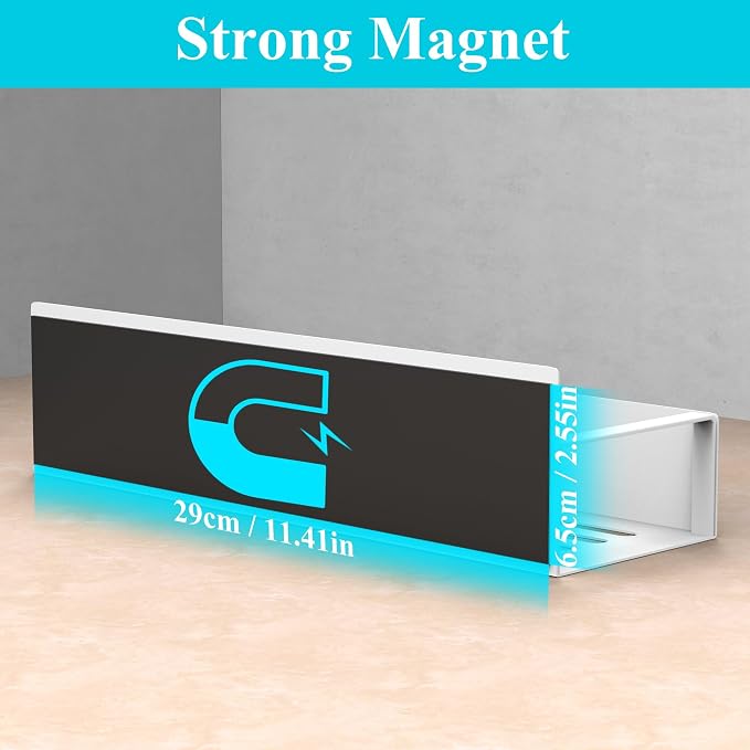 HuggieGems 2 Pack Magnetic Spice Storage Rack Organizer for Refrigerator and Oven, White Fridge Organizers and Storage | Magnetic Shelves Heavy Duty for Fridge in Kitchen, Seasoning Storage Organizer, For Oven Washer and Dryer, For Heavier Items - Image 3