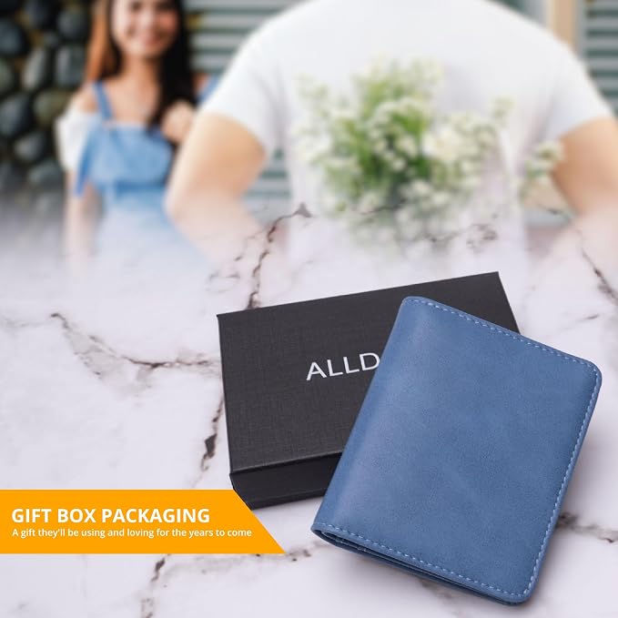 Alldaily Small RFID Wallet for Women Slim Compact Bifold Pocket Ladies Travel Mini Purse (Blue) - Image 6