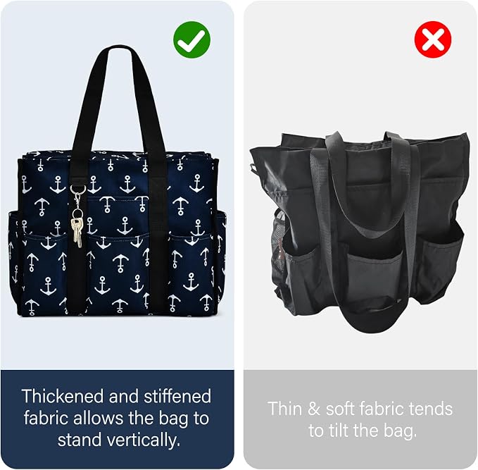 Becokan Large Tote Bag for Women Waterproof with 12 Pockets Top Zipper Closure Utility Teacher Nurse Bags for Work School - Image 7