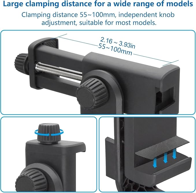 Suptig Phone Holder for Tripod, Action Camera Tripod Mount Adapter Compatible for iPhone, Gopro, DJI Action, Insta 360, Akaso, Mic, LED Light Photography Accessories - Image 4