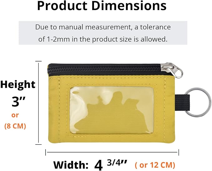 RFID Blocking Travel Wallet with Adjustable Lanyard, Small Nylon Zipper Pouch and Badge Holder for ID, Credit Cards, Cash, Keys, Commuters (Dark Yellow) - Image 3