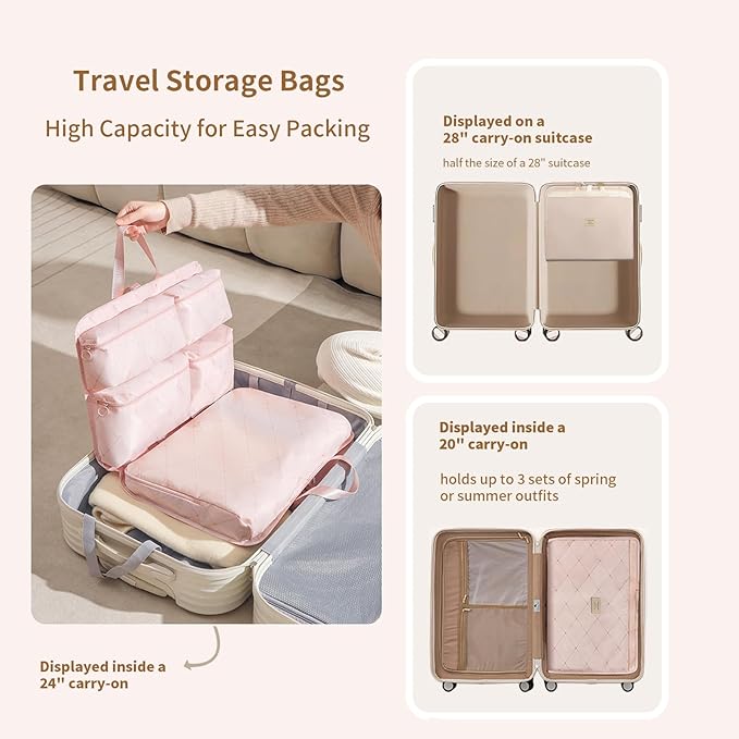 7-in-1 Travel Storage Bag, Foldable Hanging Packing Cube with Compartments for Clothes, Beige - Image 5