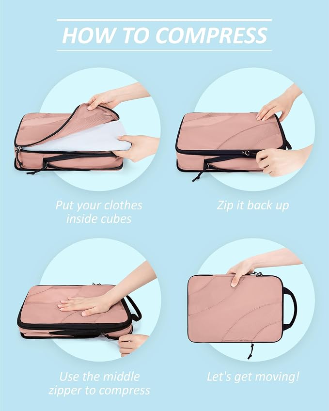 BAGSMART Compression Packing Cubes for Travel | Lightweight suitcase organizers bag set, space-saving double zipper expansion for carry-on luggage & travel organization - Image 4