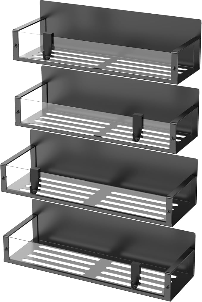 HuggieGems Metal Magnetic Spice Rack for Refrigerator Clear, 4 Pack | Magnetic Shelves Heavy Duty for Fridge in Kitchen, Seasoning Storage Organizer, For Oven Washer and Dryer, For Heavier Items - Image 5