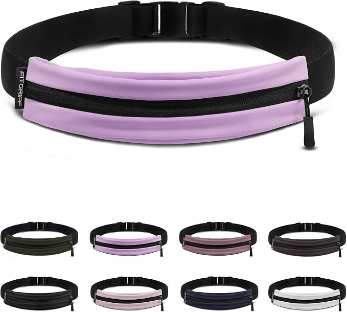 Fitgriff® Running Belt V2 for Men & Women - Slim Fanny Pack, Phone Holder for Jogging, (Fits All Cell Phones) - Money Belt, Runners Waist Pouch (Purple, One Size (Waist 24.4 – 43.3 inches)) by FITGRIFF