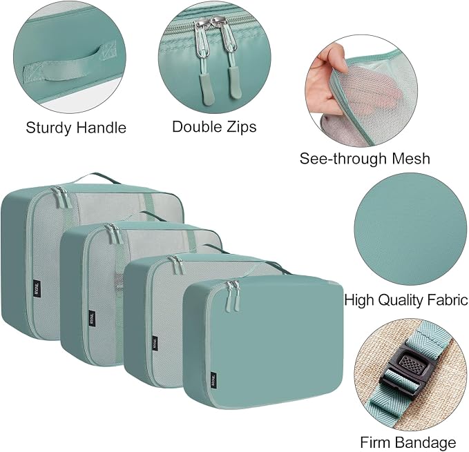 BAGAIL 8 Set Packing Cubes Luggage Packing Organizers for Travel Accessories-Dusty Blue - Image 4