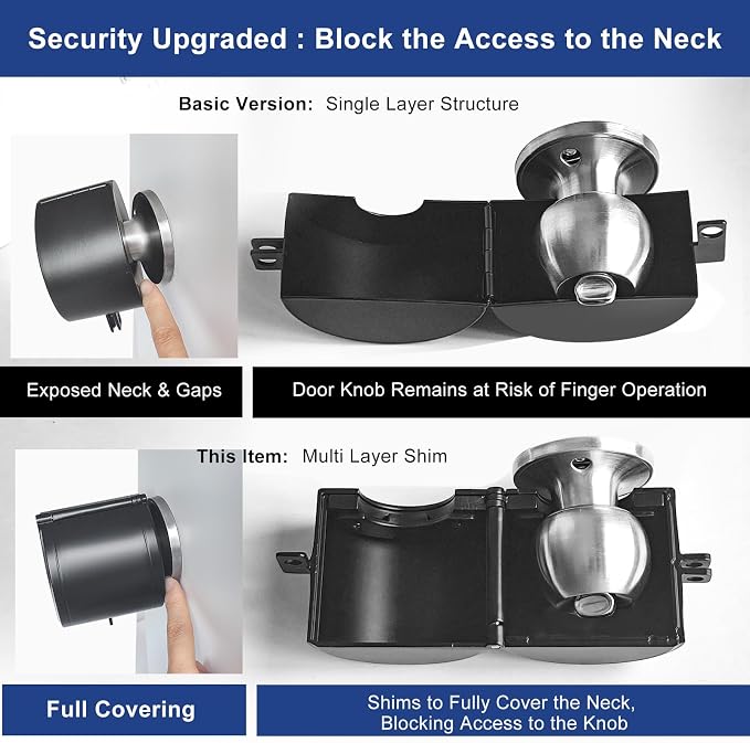 Door Knob Lockout Device, All-Metal Version, Without Padlock | Heavy-Duty, Cover to Disable Doorknob, Prevents Turning of Knob & Block Access to Keyhole, Safety Extra Lock for Kids/Elderly - Image 4