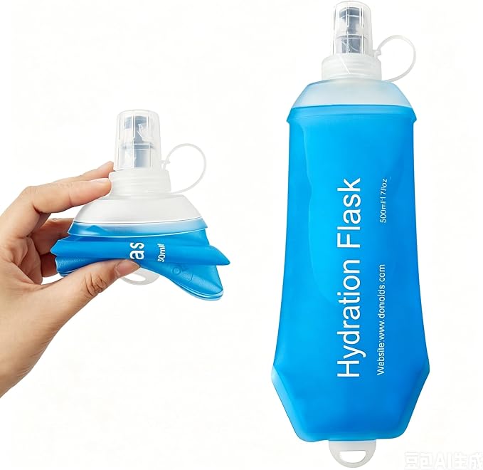 500ml Soft Flask, TPU Collapsible Soft Water Bottle for Hydration Pack, Running Vest, Leak-Proof Folding Water Bottle for Hiking Cycling Climbing Jogging- 1Pcs, Blue by Unknown