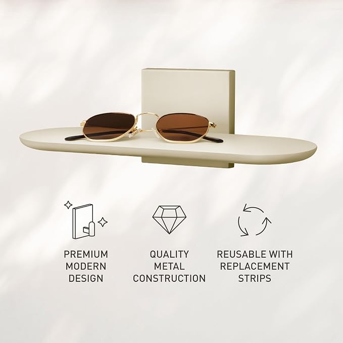 Command Decor Metal Wall Shelf, Light Beige, 1 Shelf, 8 Large Strips - Image 4