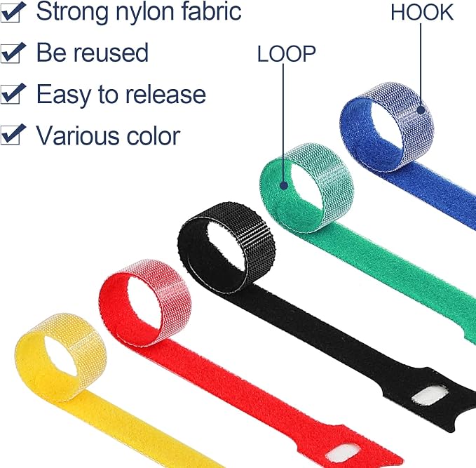 MVYC 120PCS 6 Inch Cable Ties Reusable Multi-Purpose Wire Ties Cord Organizer Adjustable Cable Management 5 Colors (Pack of 2) - Image 3