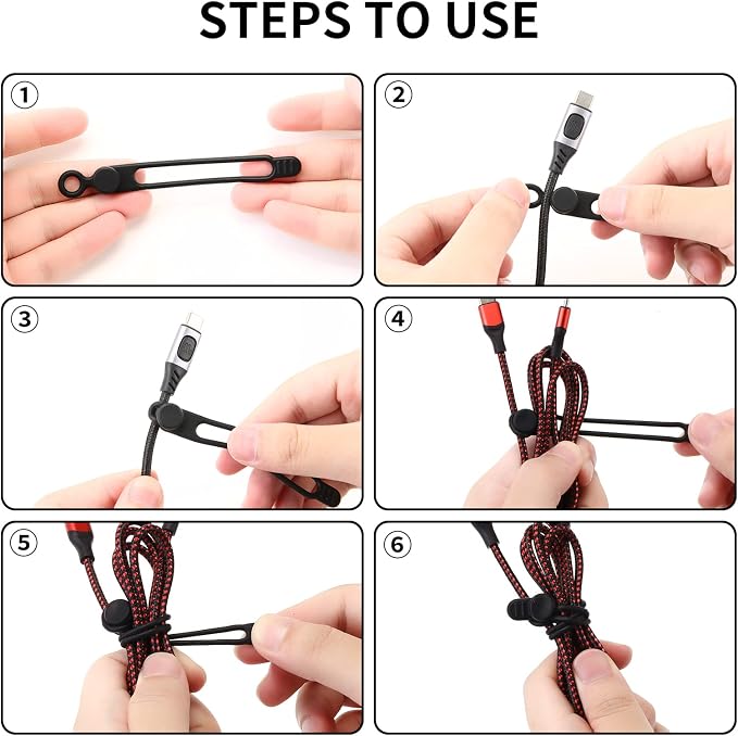UMUST Silicone Cable Straps,10PCS 7.1"Cord Ties, Reusable Cable Ties，Travel Cord Organizer，Wire Organizer Ties for Kitchen,Home,School,Bundle Storage for Cables Etc（5 Colors） | Reusable Cord Ties, Cable Strap Tie for Bundling Electronics Wire,Home Offi... - Image 5