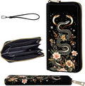 Wallet,Leather Long Wallet Suitable For Ladies And Teenagers - Detachable Wristband + RFID Travel Wallet With Card Slot - Aesthetic Snake Floral by Unknown
