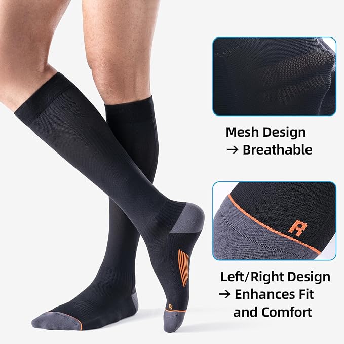 3 Pairs Easy On/Off Compression Socks - 15-20 mmHg Moderate Support Socks with Cushioned Sole and Seamless Toe - Image 5