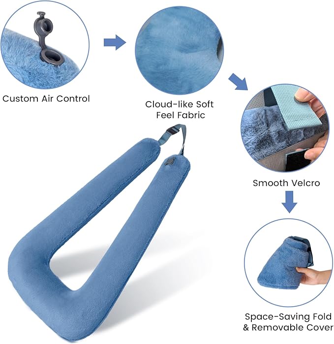 Keemall Inflatable Car Pillow for Kids & Adults, Neck & Body Pain Relief | Compact Ergonomic Car Seat Sleep Pillow, Adjustable Head & Shoulder Support, Ideal for Families, Road Trips & Journeys - Image 5