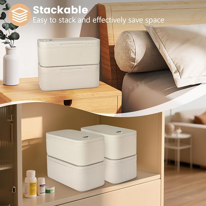 Small Lock Box,Lockable Storage Box with Combination Code for Medication Safe, Medicine Lock Box for Pills/First Aid Kits/Food/Snack Phone Jail,Locked Container for Home/Fridge/Office/School (Beige) - Image 6