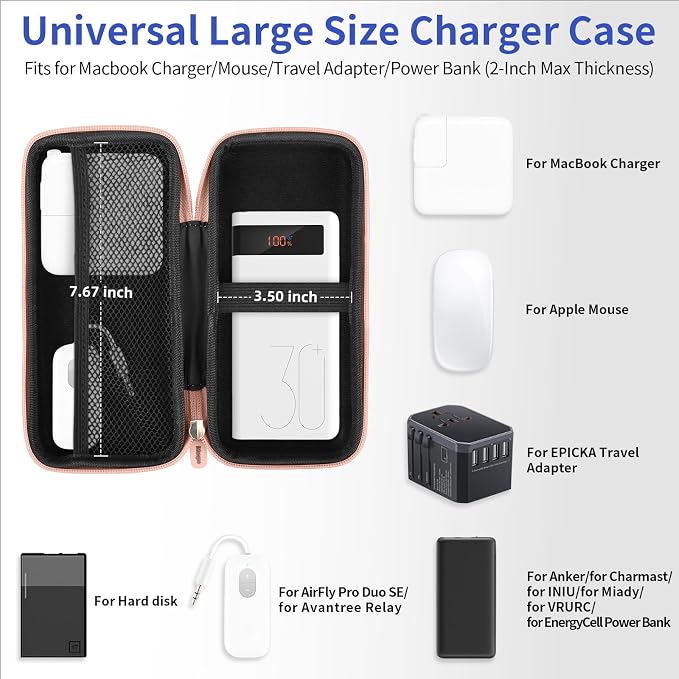 iMangoo Travel Essential Electronics Organizer Charger Case Carrying Pouch | 8.5x4.5x2" Power Bank Tech Accessories Protective Storage Shockproof Portable Purse Men Women School Office Trips Must Have - Image 2