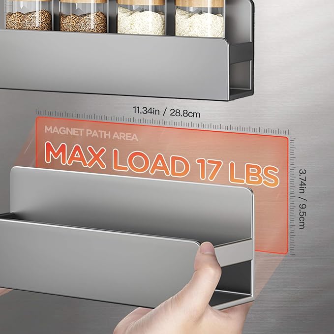 4 Pack Magnetic shelf with Hooks, No Drill for Kitchen & Laundry Organizer | 4-Piece Fridge Side Storage Solution with Basket, Hooks & Rack, Space Saving Organizer for Apartments - Image 7