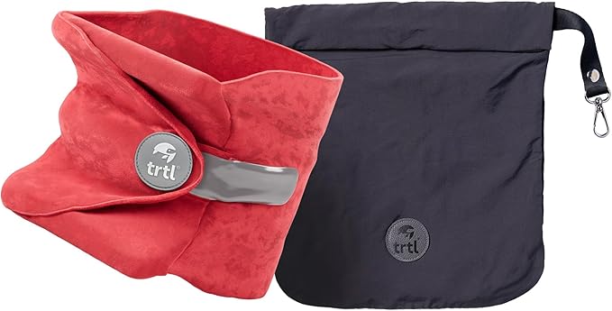Trtl Pillow - Scientifically Proven Neck Support Travel Pillow for Airplanes - Lightweight and Machine Washable - Ergonomic Design for Traveling on Cars and Trains - Coral by Trtl