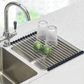 Seropy Roll Up Dish Drying Rack Over The Sink Drying Rack for Kitchen Counter, Folding Dish Rack Over Sink Mat, Stainless Steel Dish Drainer Rack Kitchen Sink Organizer Accessories 17.5"x13.7" by SeropyDirect