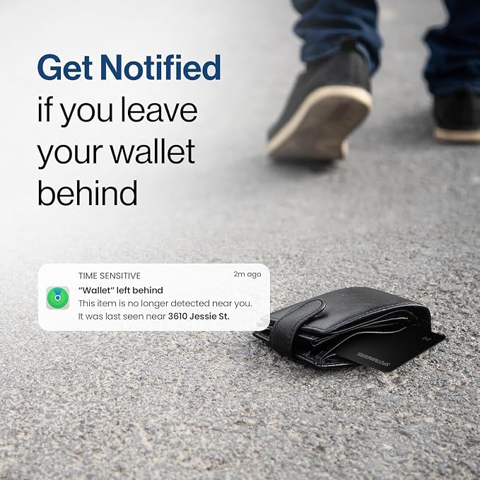 SPOTMINDERS Apple MFi Certified Wallet Tracking Card Black 4-Pack Travel Gifts for Him Works with Apple Find My Rechargeable Tracker IP68 Waterproof 0.07" Slim iPhone Item Finder for Luggage Passport - Image 5
