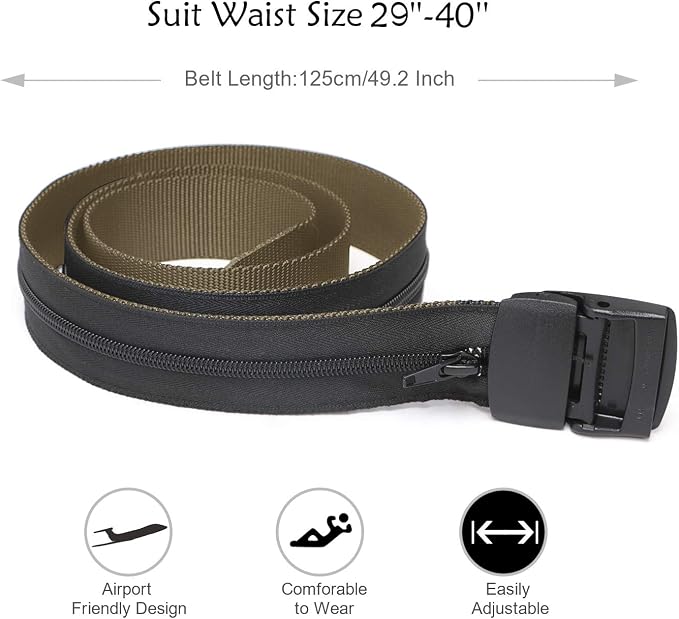 SUOSDEY Travel Money Belt, Nylon Hidden Money Pocket Belt with Plastic Buckle - Image 3