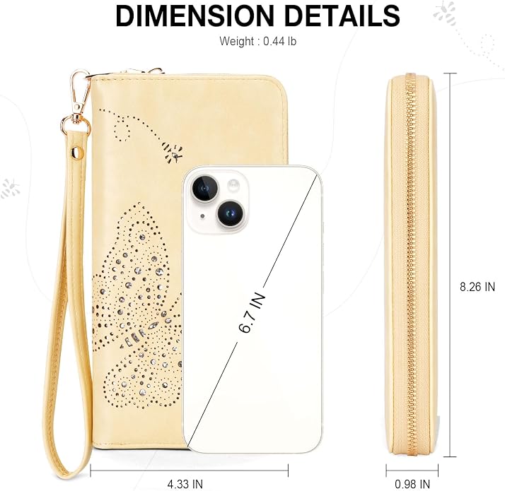 KITEVIUN RFID Wallet Women, Large Capacity Butterfly Cell Phone Clutch Purses Ladies Wristlet Wallets for Women - Image 3