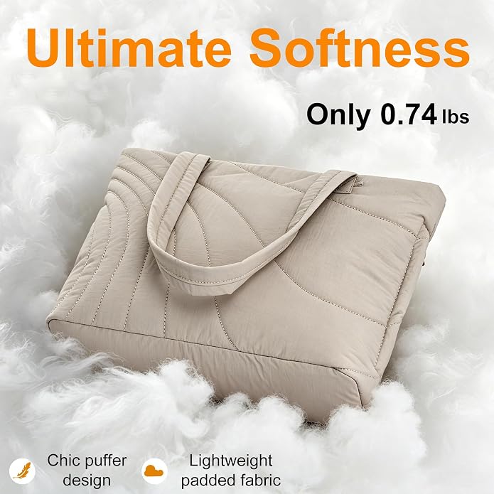 Quilted PufferTote Bag for Women with Wallet,0.741bs Lightweight Large Capacity Handbag for Travel,Work,Gym,Daily - Image 4