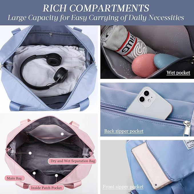 Travel Duffel Tote Bag,Travel Weekender Overnight Bags Women Carry On Bag Totes for Airplanes,Sports Gym Duffle with Trolley Sleeve - Image 3