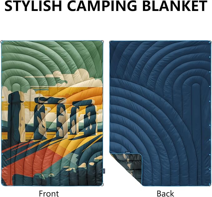 Camping Blanket,Puffy Printed Camp Blankets Lightweight Packable for Outdoor Camping,Traveling, Stadium, Hiking, Picnics - Image 2