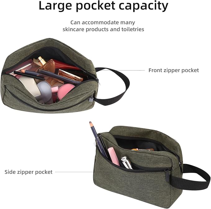 Icramsy Travel Toiletry bag Toiletry bag for women men Hanging Cosmetic bag Travel accessories for Women Men (Deep green) - Image 3