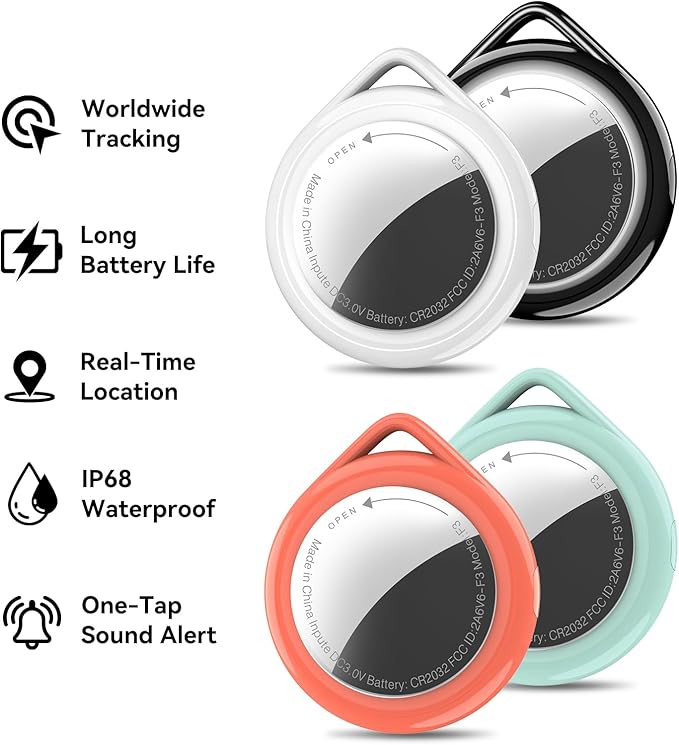 Bluetooth Wallet Tracker 4 Pack, Works with Apple Find My App (iOS Only), IP67 Waterproof Item Finder with Replaceable Battery and Loud Alarm for Keys, Wallet, Luggage, Backpack and Travel Bags - Image 2