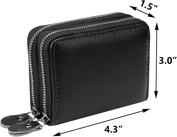Women's RFID Blocking Leather Zipper Card Wallet Small Purse Credit Card Case Holder for Mother Day Gift (Black) - Image 7