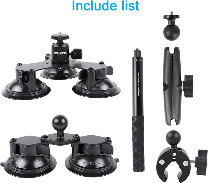PellKing Suction Car Mount for Insta360 x5,x4, x3, x2, x,One RS,R Compatible with GoPro Max DJI OSMO 360 Camera 5 in 1 Suction Mount Kit for Action Cameras (Includes 44.9-inch Selfie Stick) | for GoPro Max 2 DJI OSMO 360 Camera,5 Suction cup Outside Wi... - Image 8